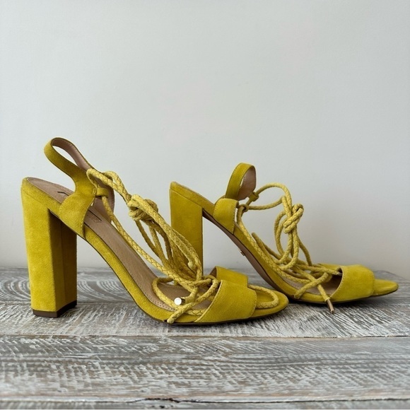Topshop Shoes - TopShop-Yellow Chunky Heeled Lace Up Spring/Summer Sandals (Size-11.5)